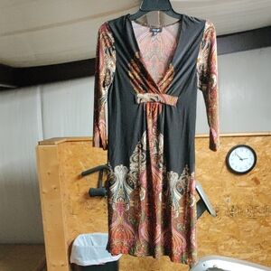 💥 5/$15💥 Snap Multicolored Long Sleeve Plunge Sheath Dress